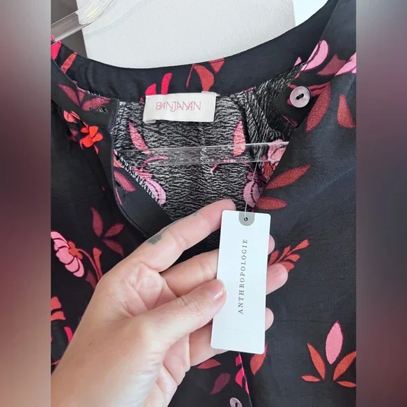 ANTHROPOLOGIE BANJANAN Leonie Black Motif Blouse NWT - Picture 7 of 7